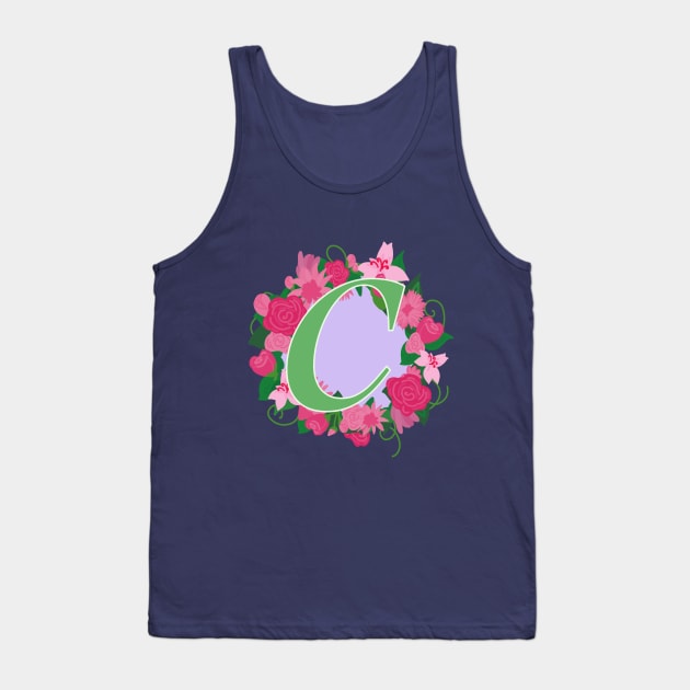 Monogram C, Personalized Floral Initial Tank Top by Bunniyababa